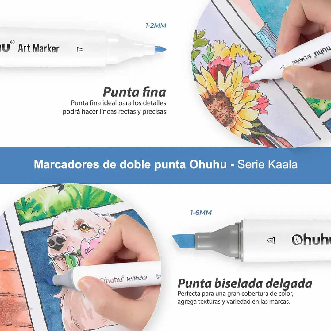 KAALA 24 MARCADORES DE ALCOHOL TONOS BÁSICOS OHUHU