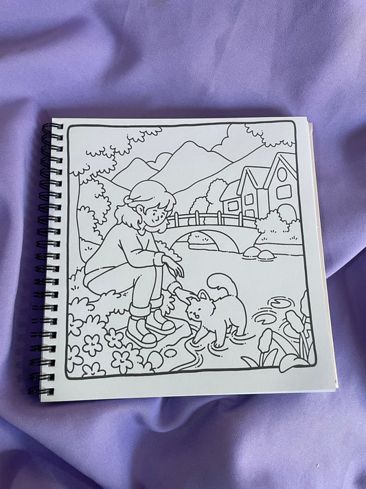 🐾 Cat & Chill – Cute & Easy Coloring Book 🐱💜