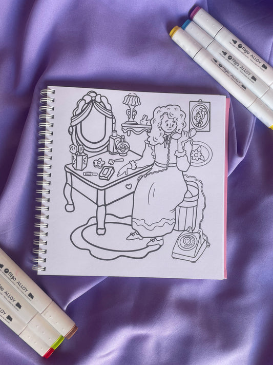 💎 Aesthetic Girls – Cute & Coquette Coloring Book ✨