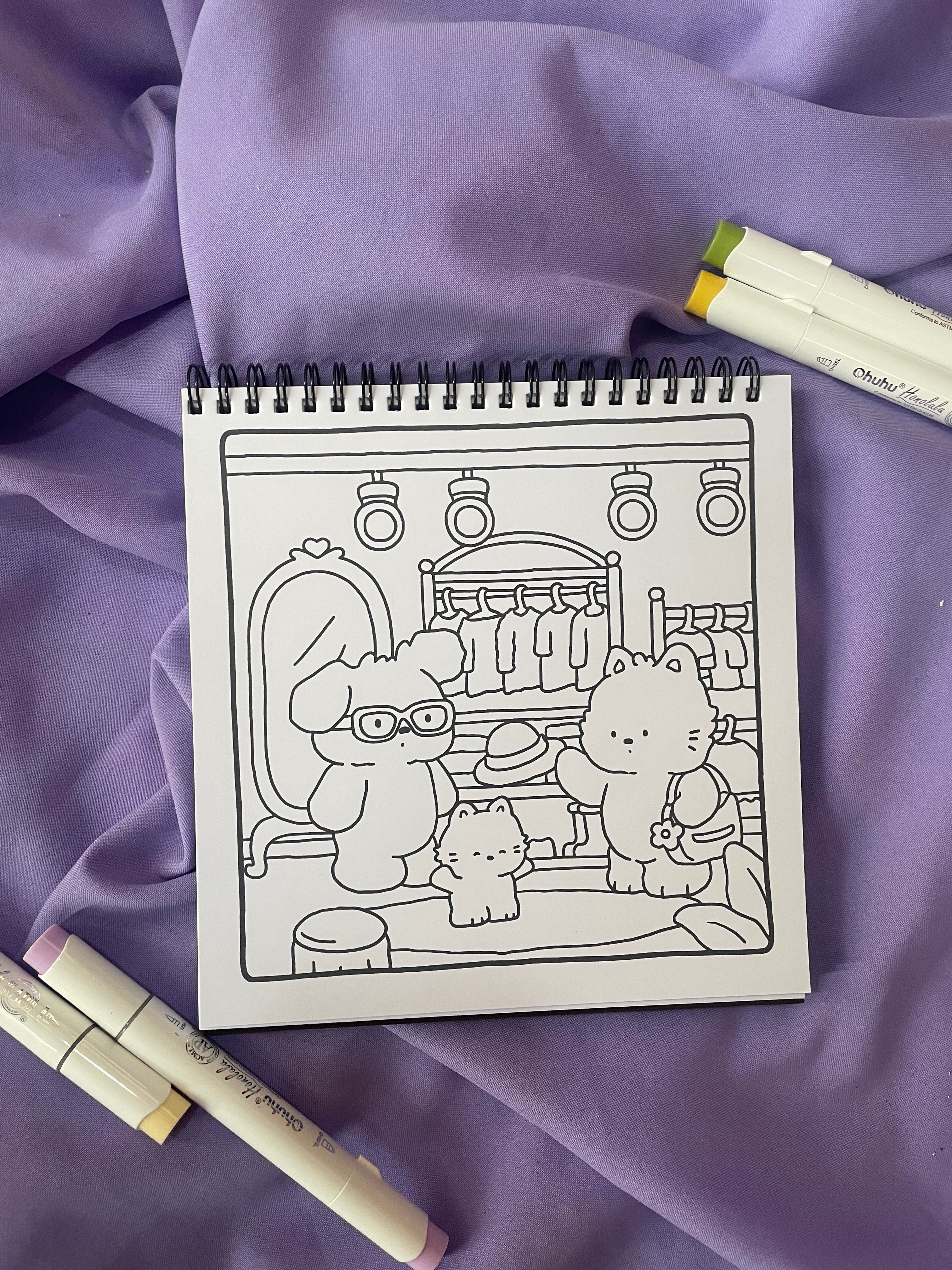 🎶🐾 Calm Moments – Adorable Coloring Book ✨🌙
