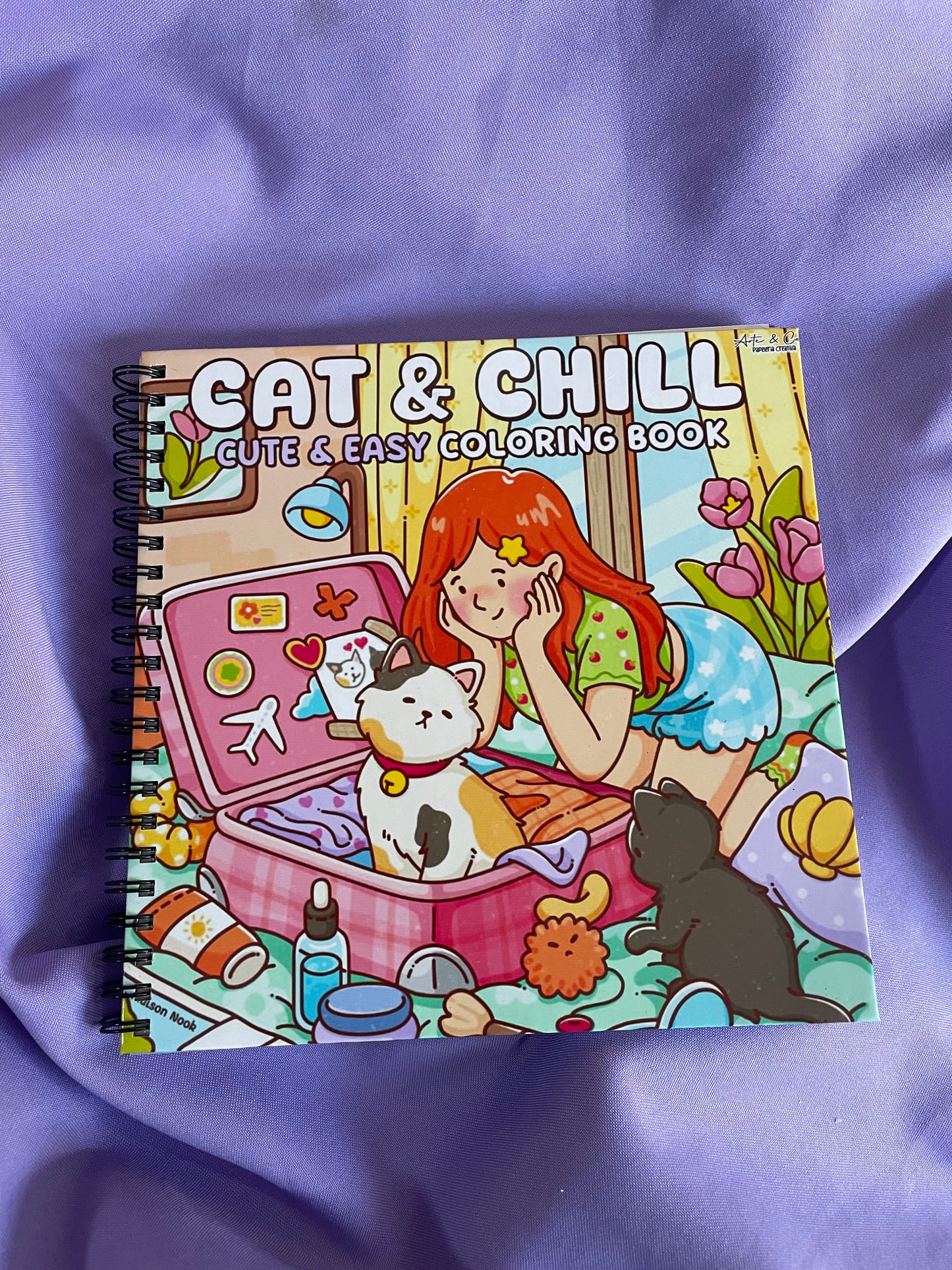 🐾 Cat & Chill – Cute & Easy Coloring Book 🐱💜