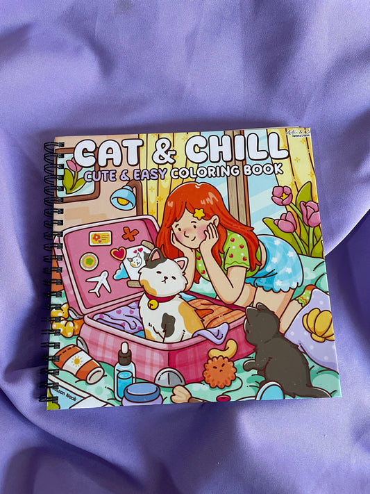 🐾 Cat & Chill – Cute & Easy Coloring Book 🐱💜