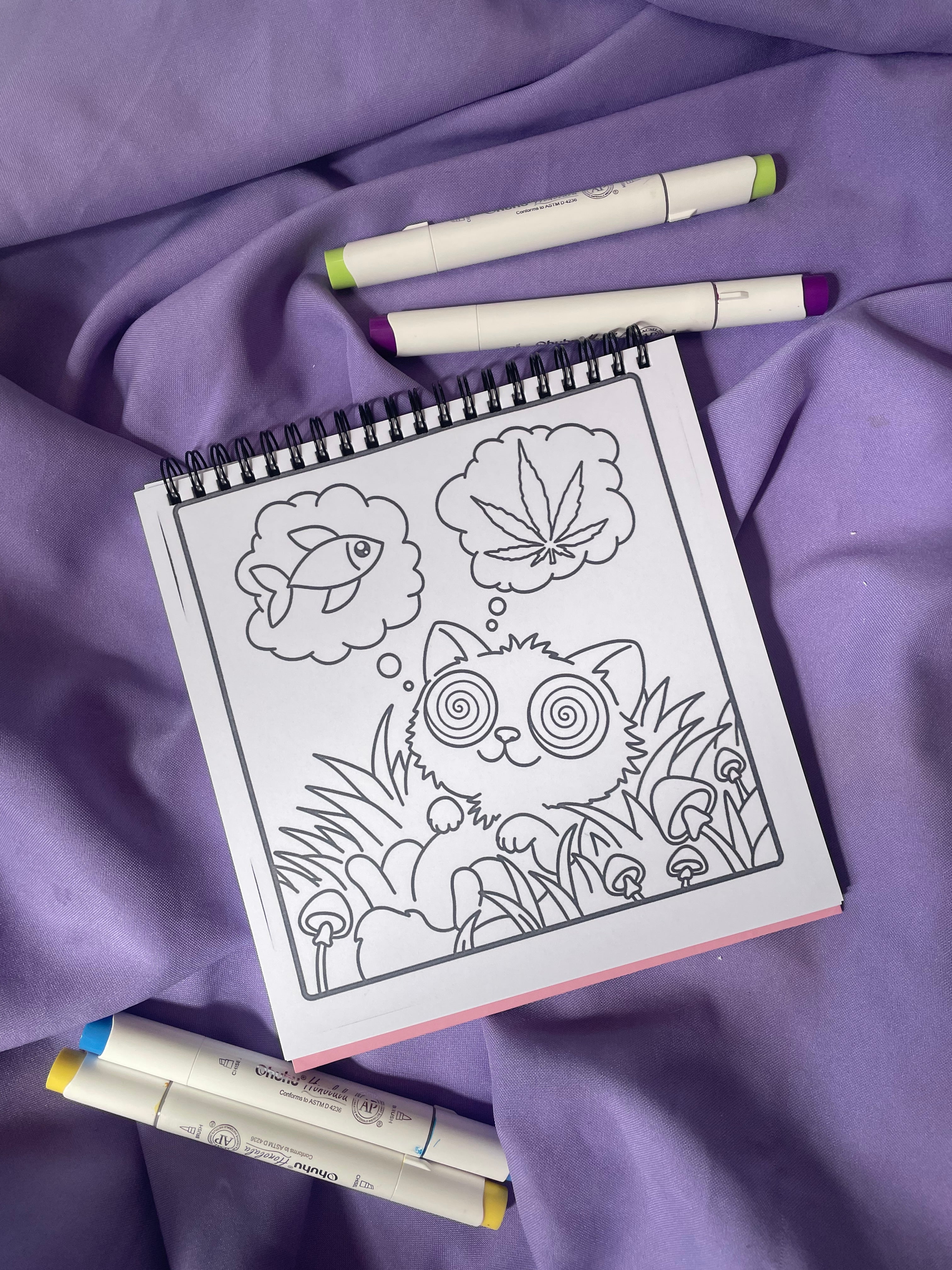 🐱 Stoner Cat Moments – Bold & Trippy Coloring Book