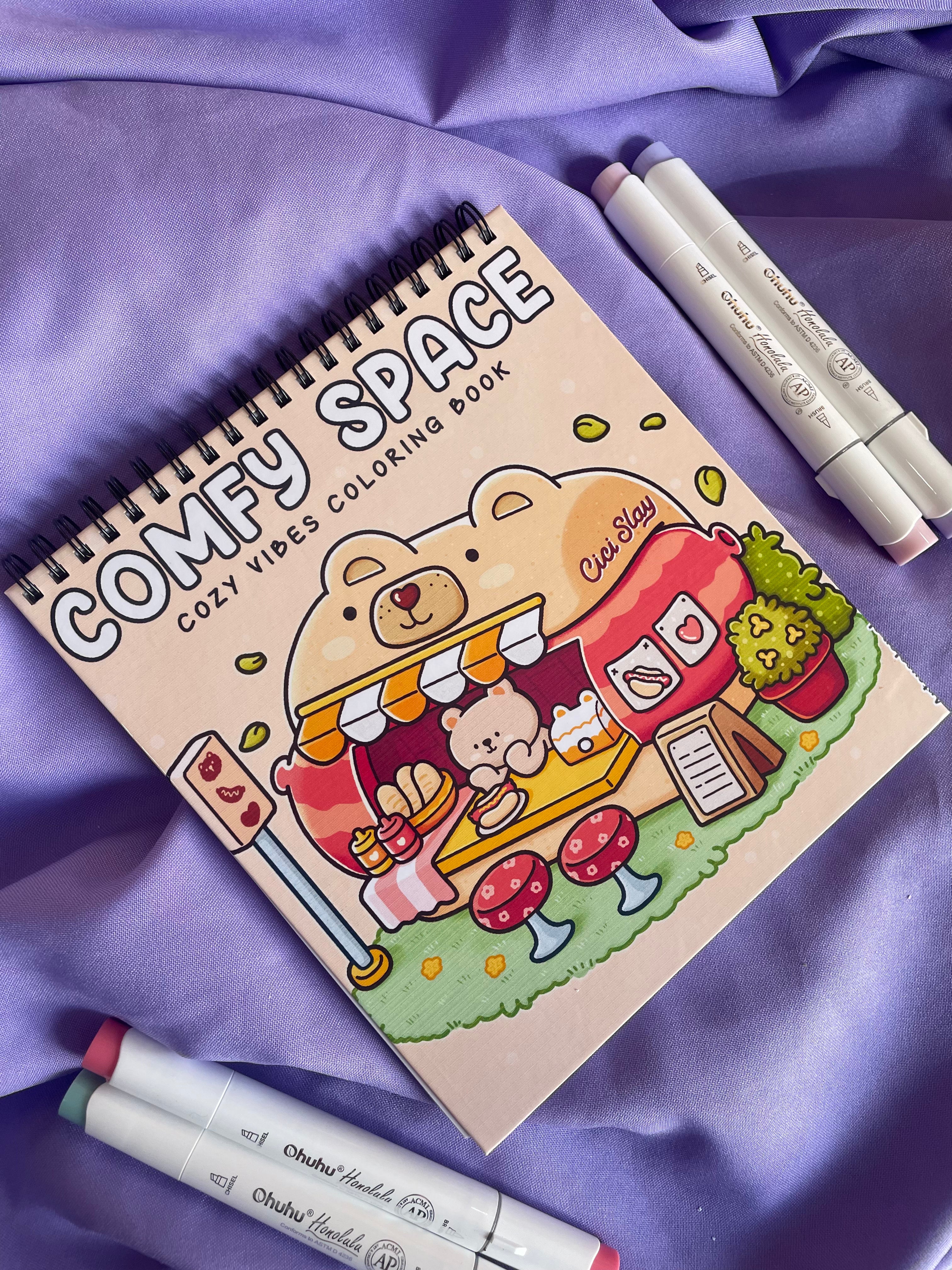 🧸 COMFY SPACE – Cozy Vibes Coloring Book ☕🍞