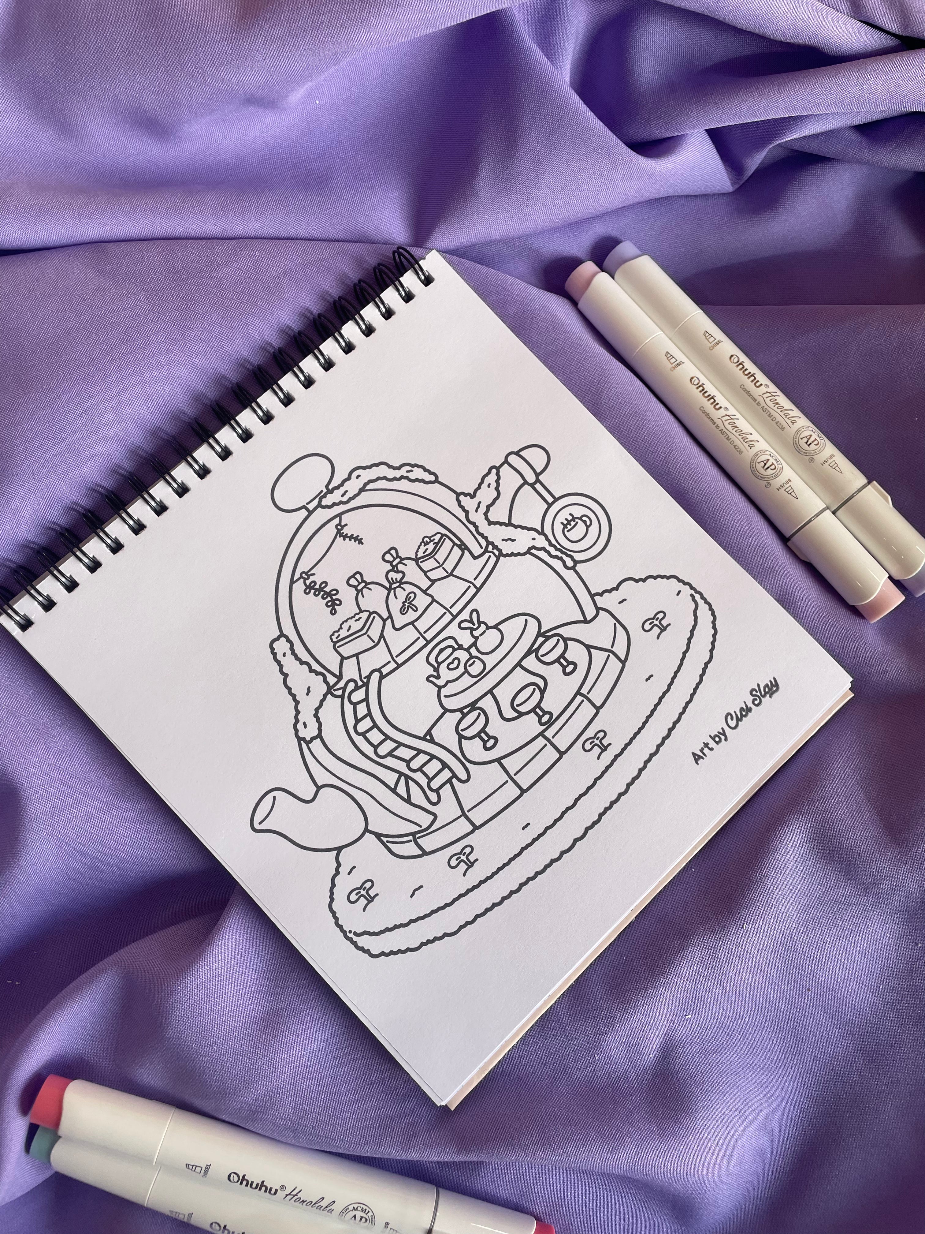 🧸 COMFY SPACE – Cozy Vibes Coloring Book ☕🍞