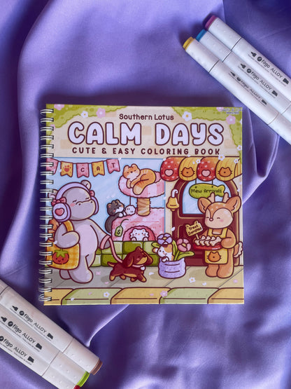 🌸 Calm Days – Cute & Easy Coloring Book 🐾