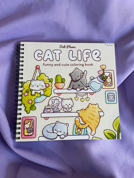 🐱 Cat Life – Funny & Cute Coloring Book 🌼💜