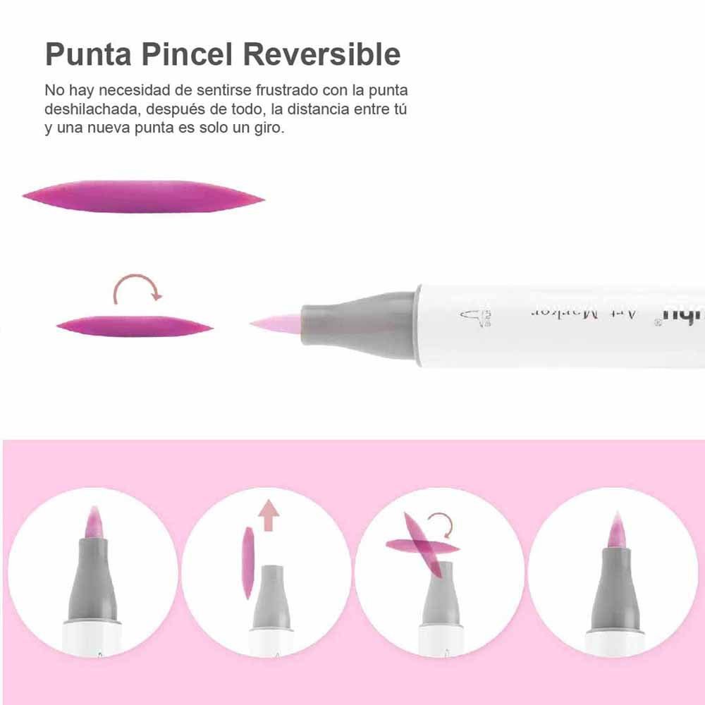 OHUHU 48 MARCADORES DE ALCOHOL PASTEL + 1 BLENDER PINCEL Y FINA